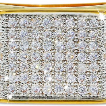 Alternative view of 18k Gold Plated Hip Hop Iced Out Square Bling Ring Cubic Zirconia Statement Wedding Band Ring for Women Men
