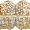 4 Tooth Grills for Your Teeth 14K Gold Plated Iced Out Cubic Zirconia Top Teeth Bottom Grillz Hip Hop Mouth Grill for Men and Women (Gold Iced Out 4 Tooth Grillz)